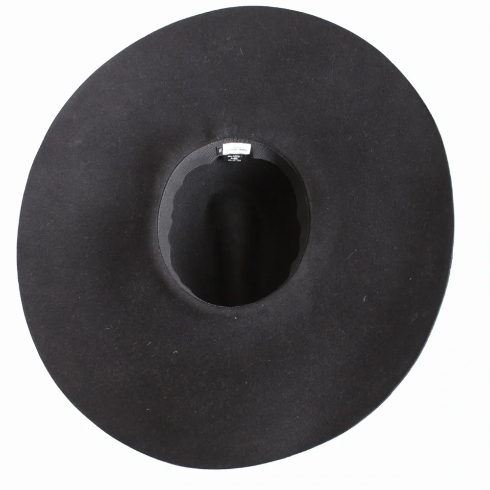 Saint Laurent Hat Wide Brim Oversized Black Rabbit Fur Felt Hedi Slimane Size 56